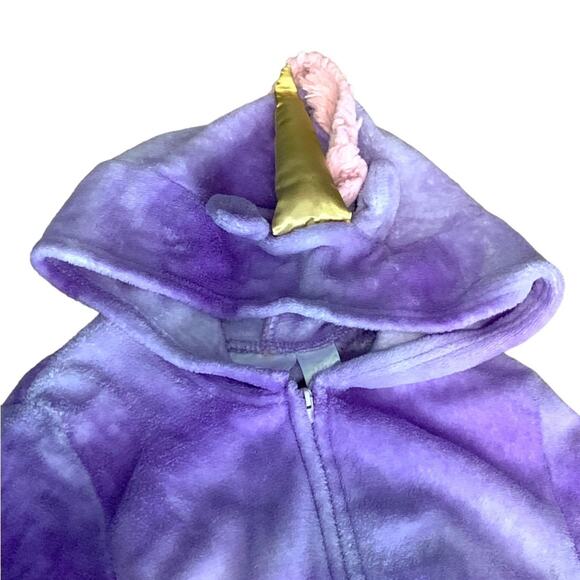 Extremely Me Girls One Piece Unicorn Hooded Pajamas Fuzzy Purple Size 14/16 - Picture 3 of 4